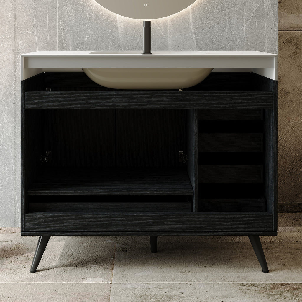 36" Freestanding Bathroom Vanity with Faux Marble Top