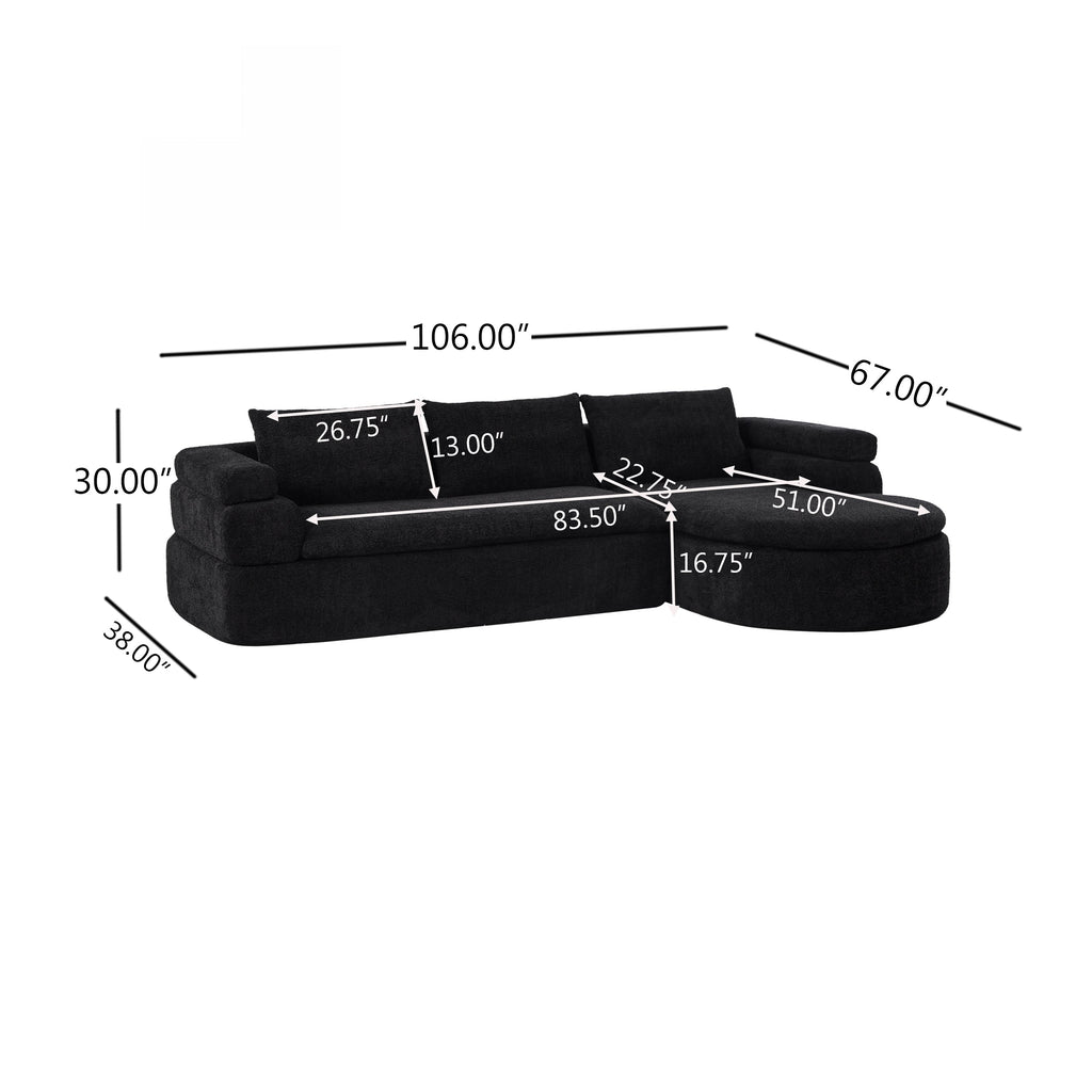 106" L-Shape Sectional Sofa - Black