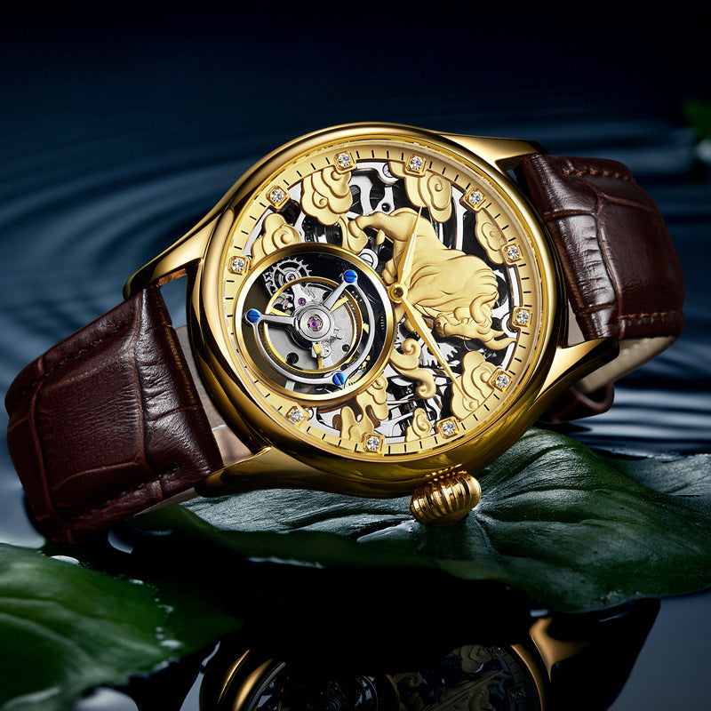 Double-sided Gemstone Glass Mechanical Watch