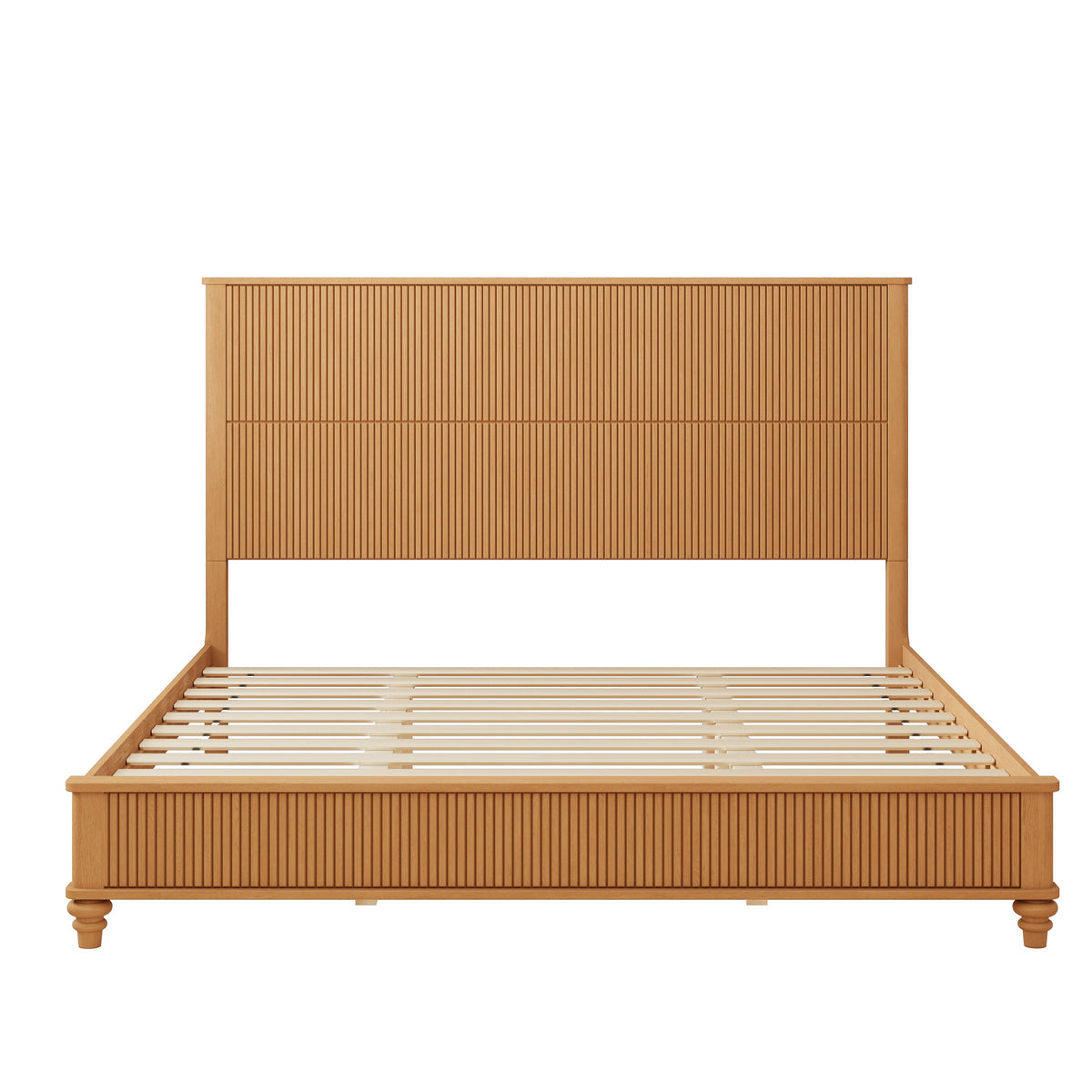 Solid Wood King Bed Frame with Tall Headboard