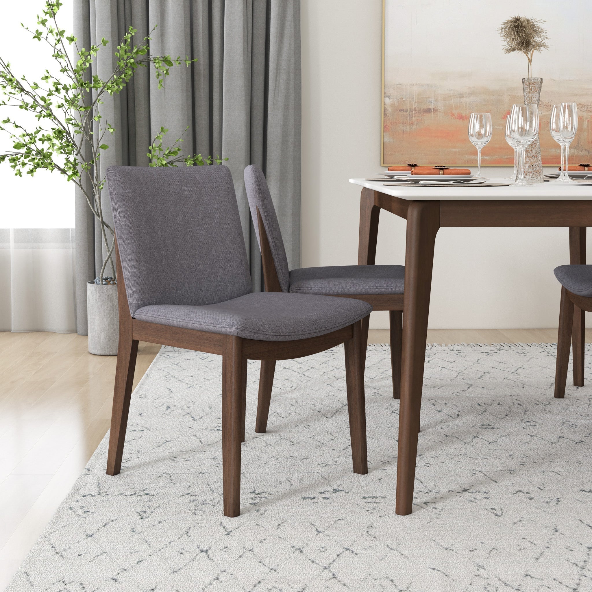 Top Quality Laura Mid-Century Modern Solid Wood Dining Chair Set of 2