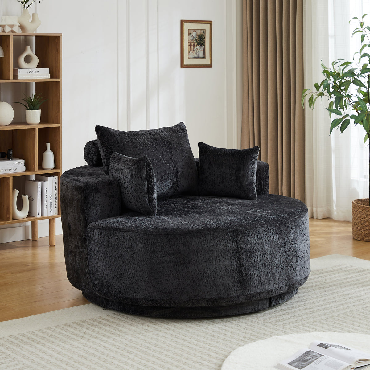55''L Polyester Foam Single Swivel Chair