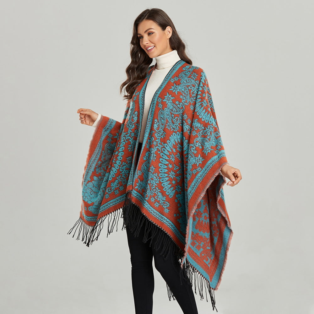 Tasseled Thickened Warm Faux-cashmere Shawl