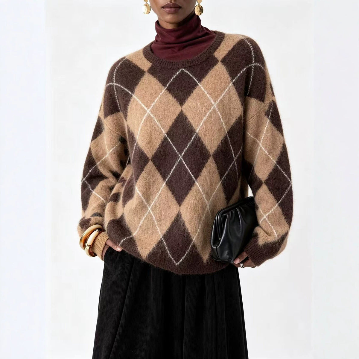 Women's Loose-fitting Mink Fur Crew-neck Sweater