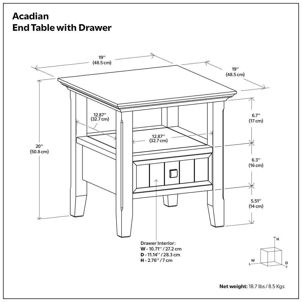 Acadian End Table with Drawer