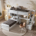 Twin Over Twin Loft Bed with Built-in Desk and Staircase