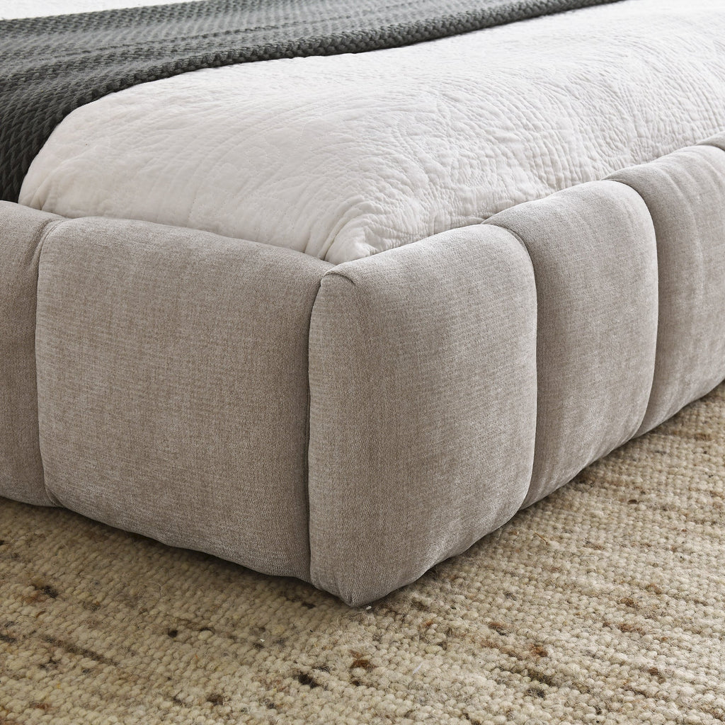 Queen Size Upholstered Bed Frame with Thick Fabric