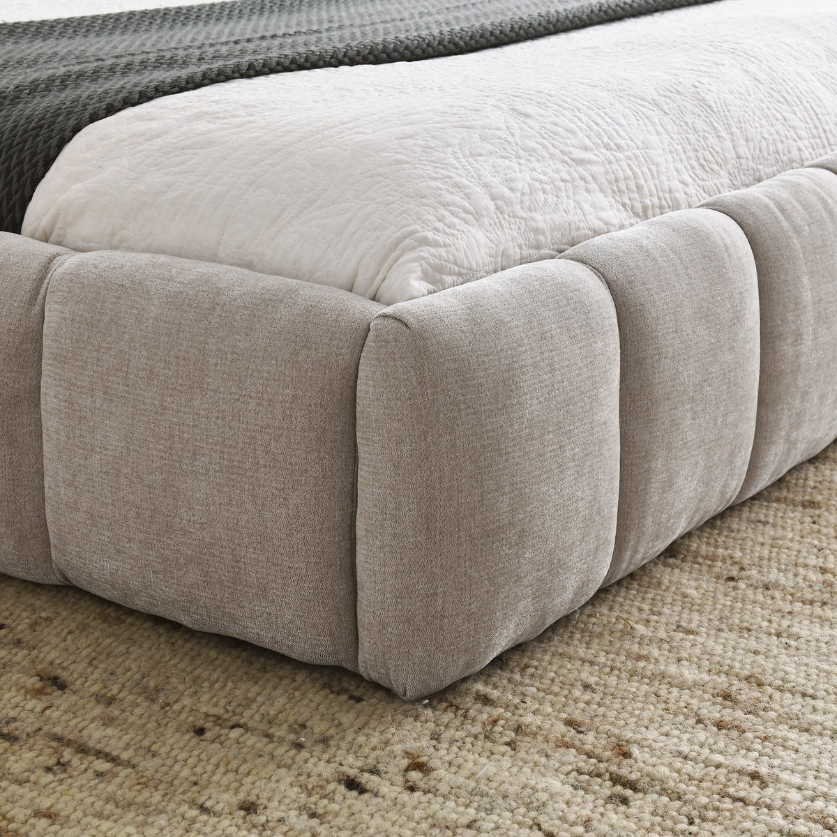 Queen Size Upholstered Bed Frame with Thick Fabric