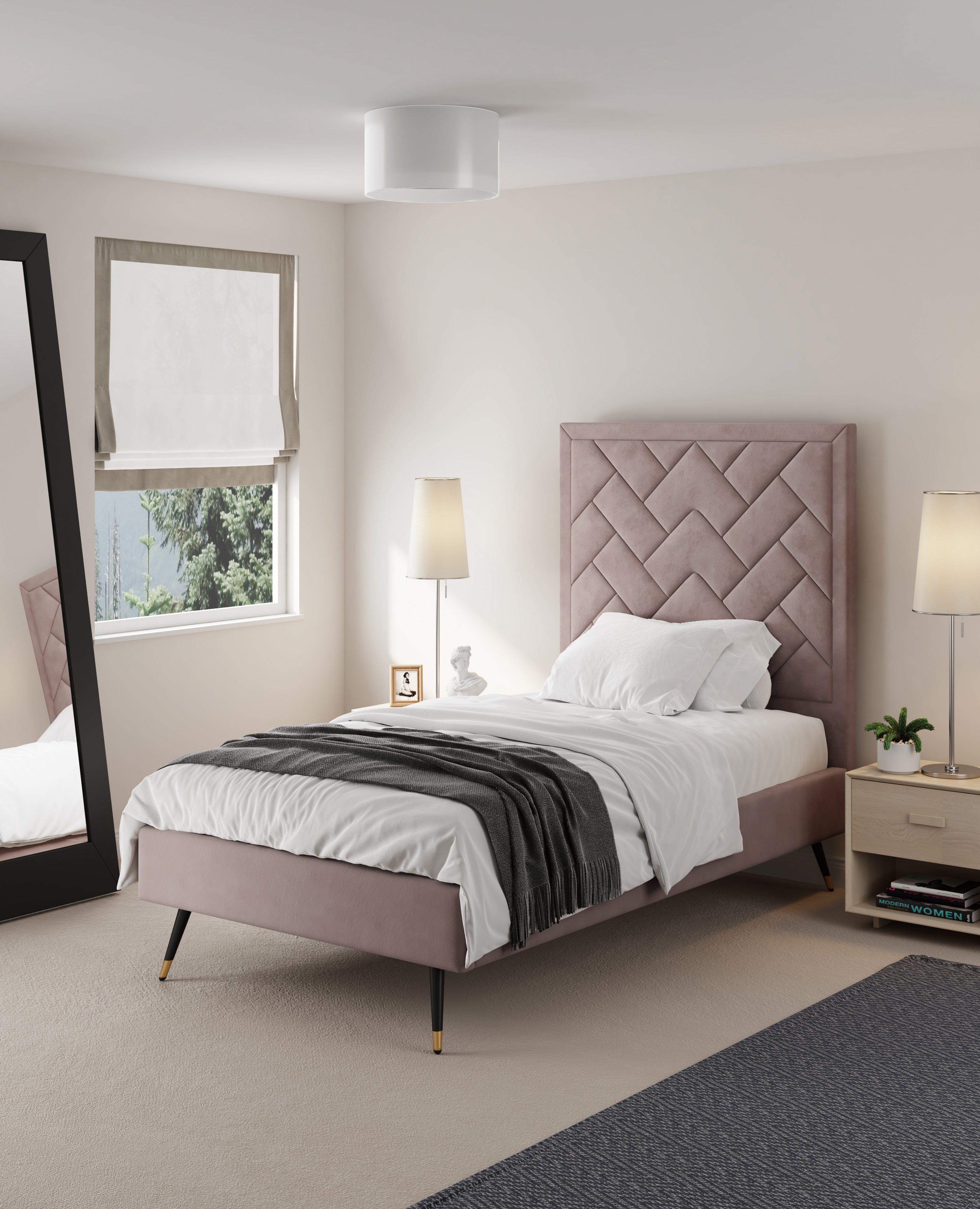 Crosby Upholstered Velvet Twin Bed