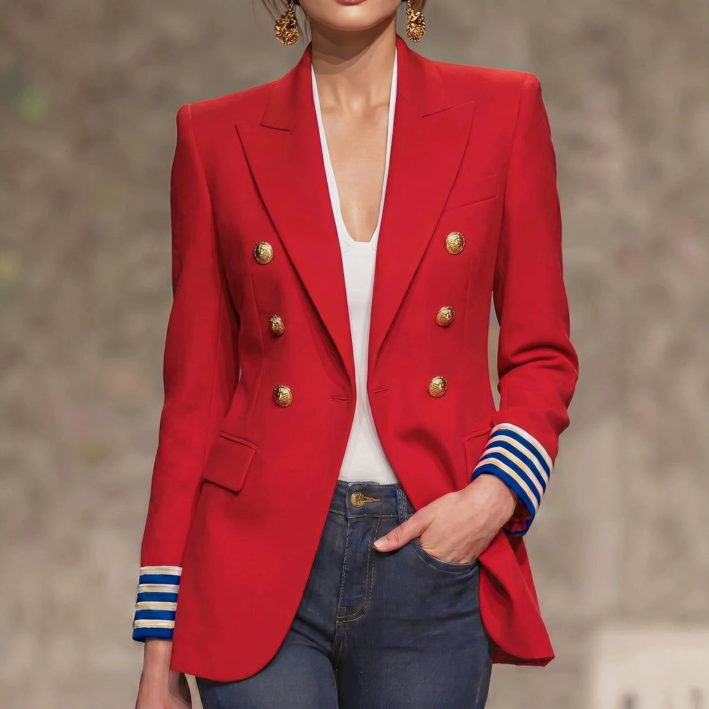 Womens French-style Vintage Red Blazer