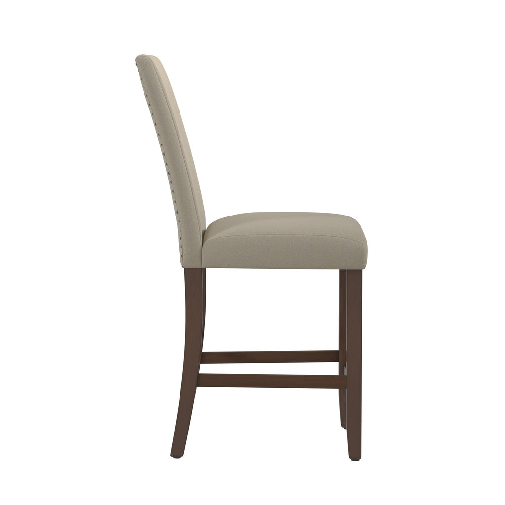Brown Upholstered Barstools, Set of 2