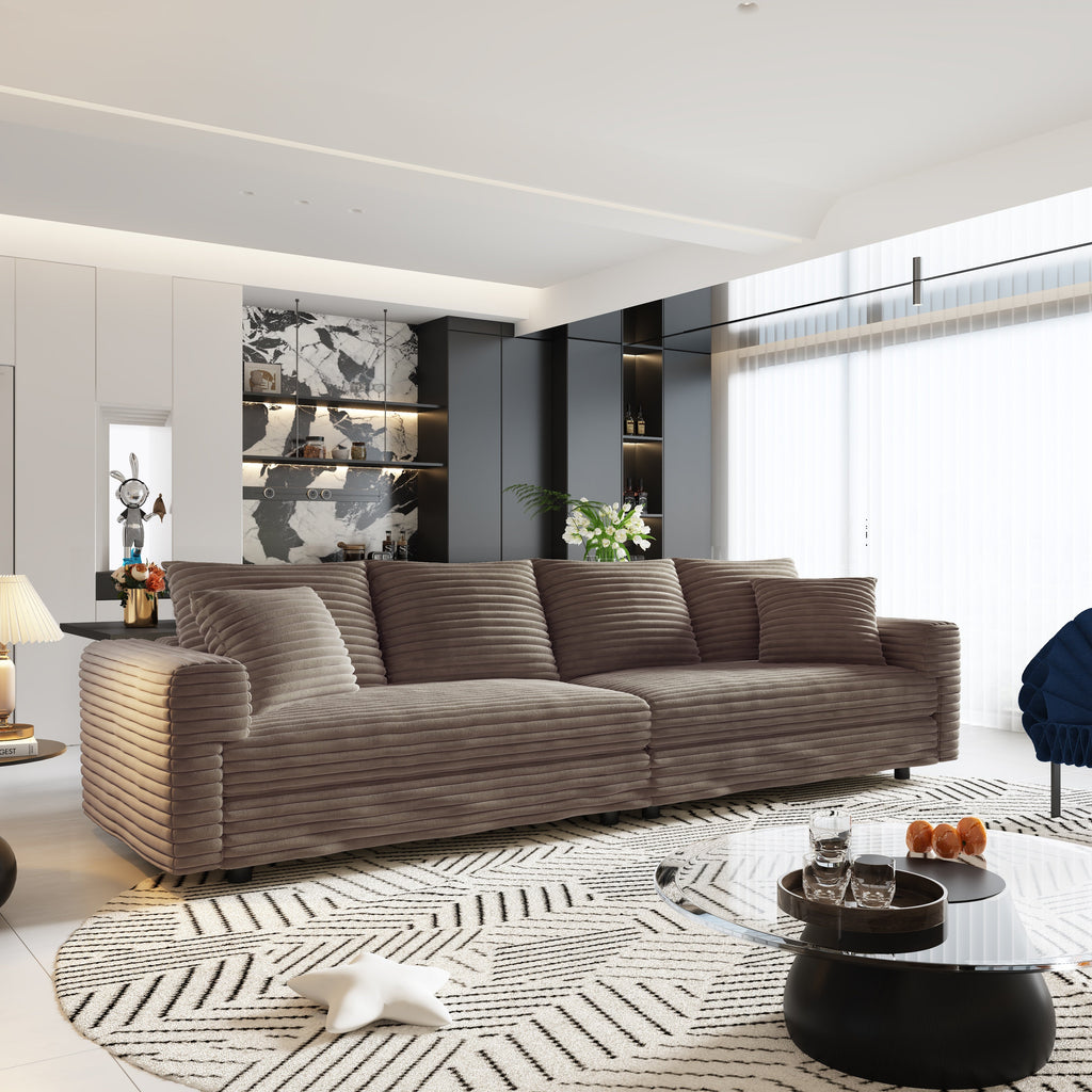 Plush Corduroy 4-Seat Sofa