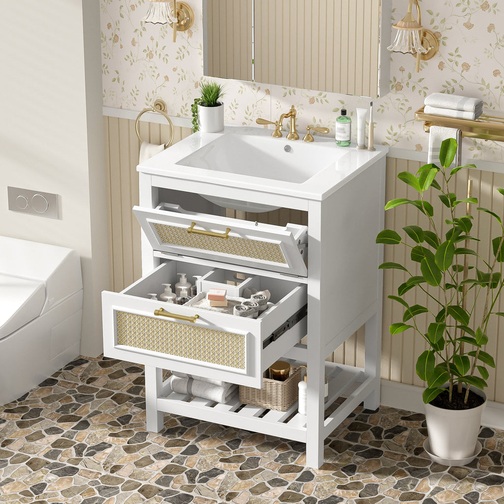 24" Bathroom Vanity with Integrated Ceramic Sink