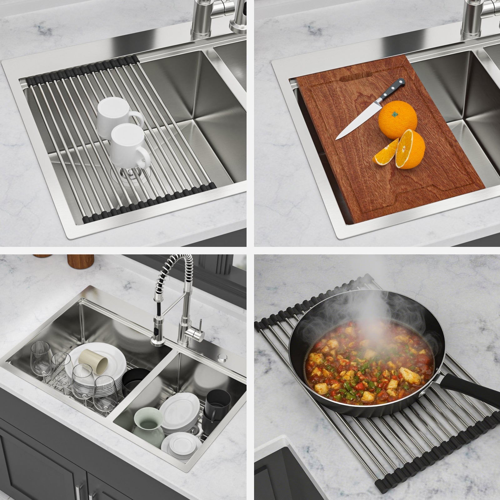 Topmount Drop In Kitchen Sink - 33" x 22" Double Bowl (60/40)