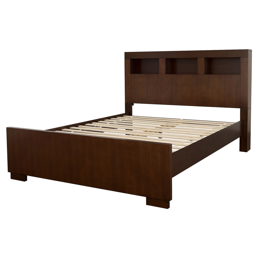 Ardino Cappuccino California King Bed with Bookcase Headboard