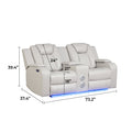 Benz LED & Power Reclining Loveseat Made With Faux Leather in Ice