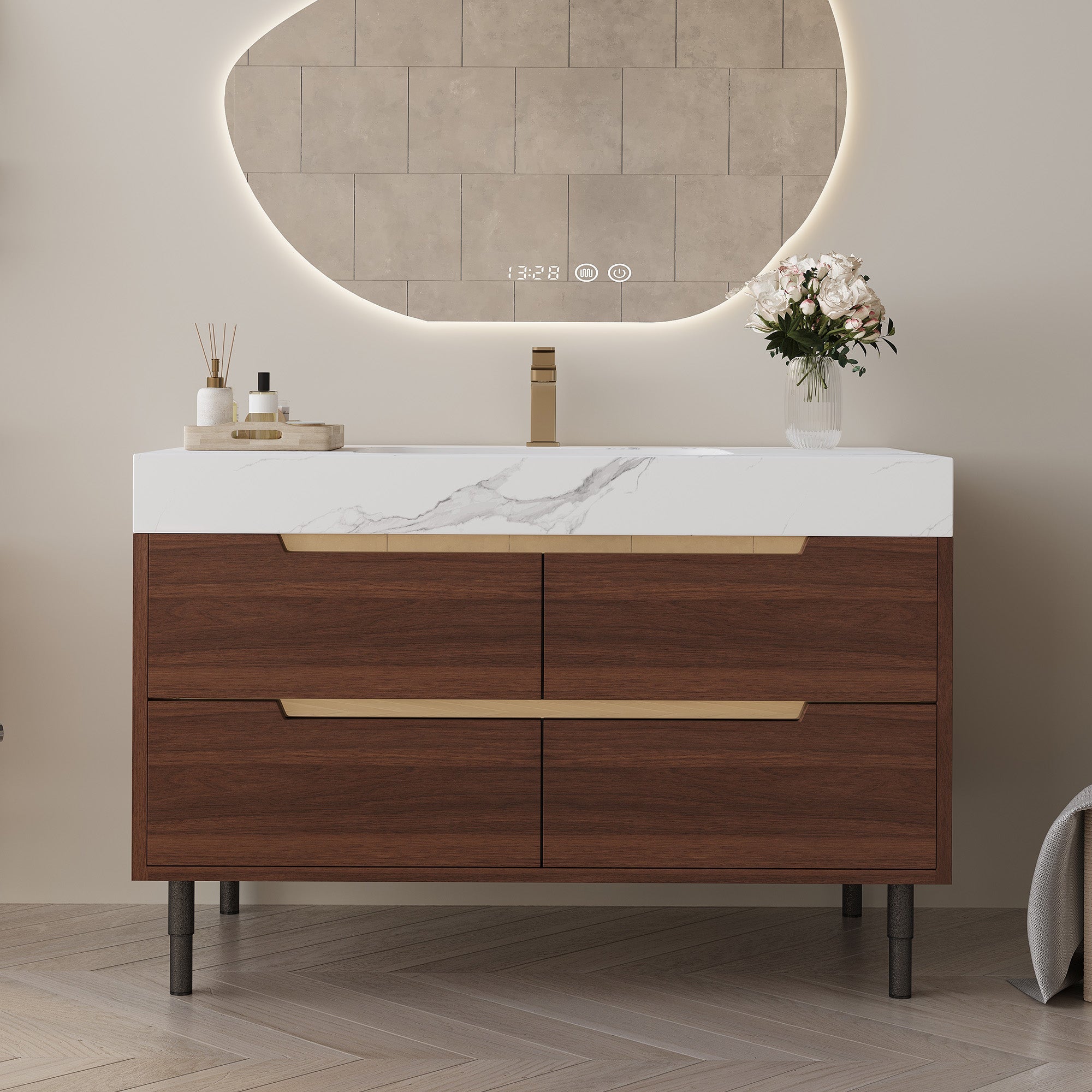35.4" Farmhouse Free-standing Sintered Stone Bathroom Vanity