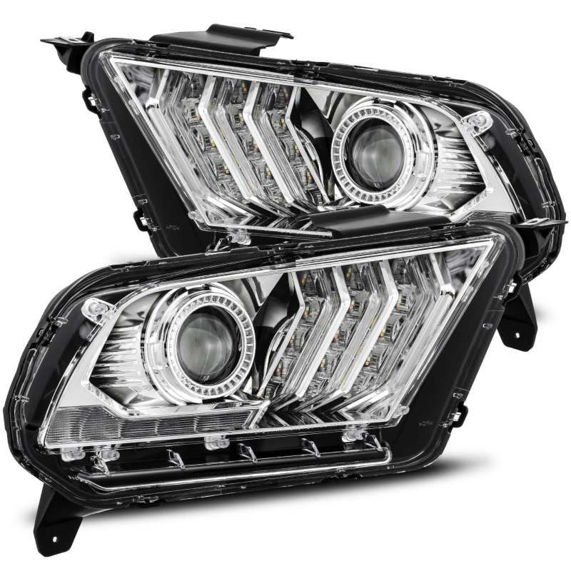 AlphaRex 10-12 Ford Mustang PRO-Series Projector Headlights Plank Style Chrome w/Top/Bottom DRL 880111 *Discontinued