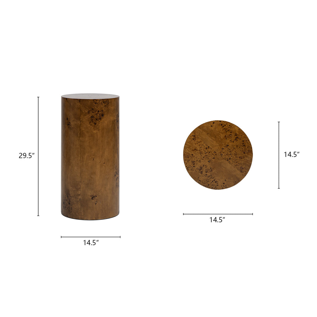 Nebula 29.5" Burl Accent Pillar Side Table