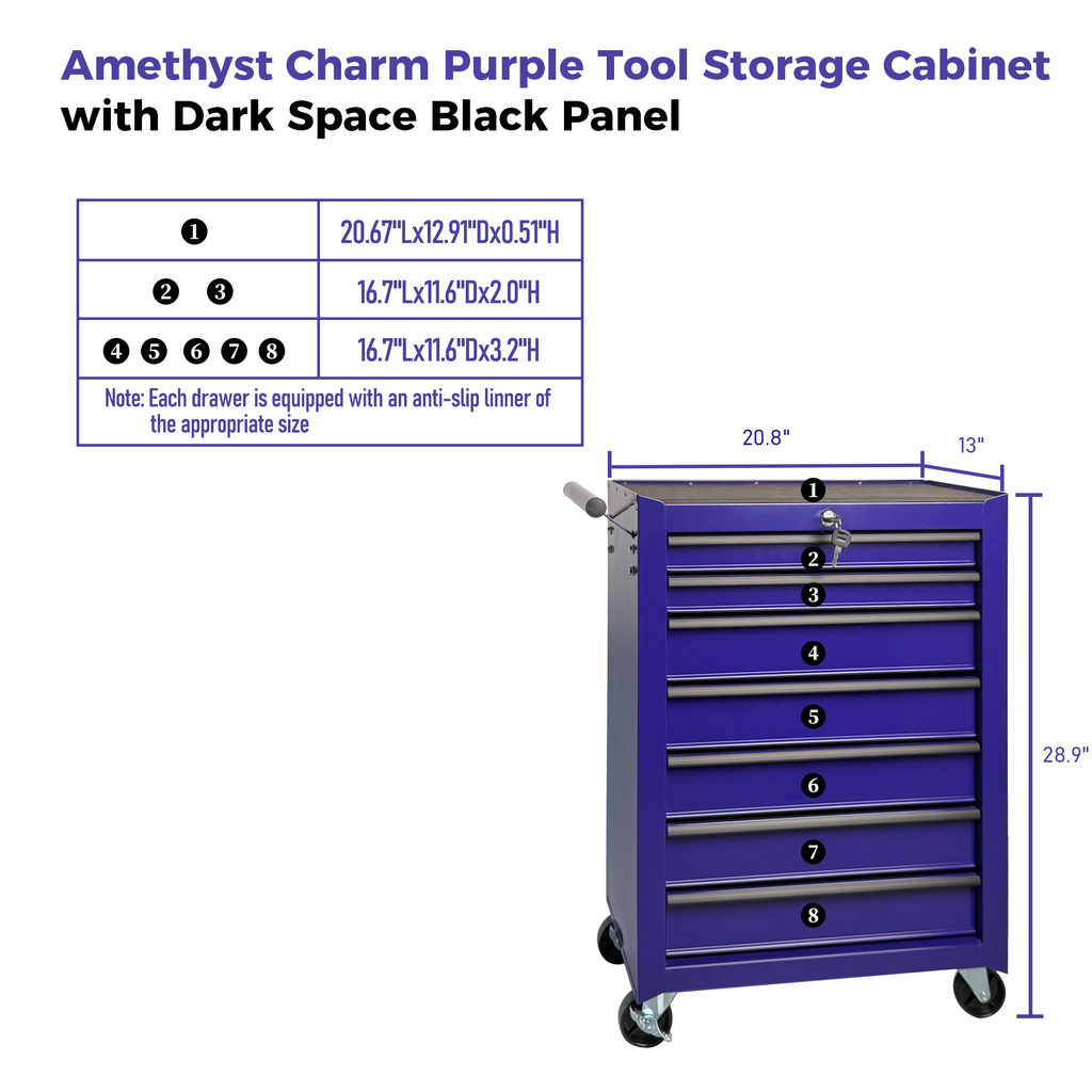 Rolling Metal Tool Chest with 7 Drawers