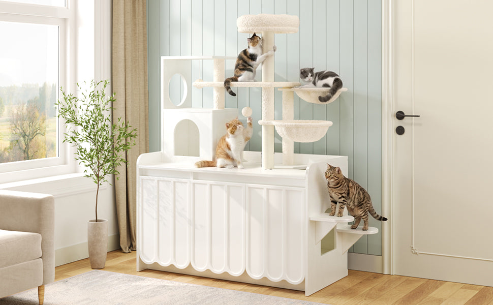 50.6" Cat Tree with Litter Box Enclosure