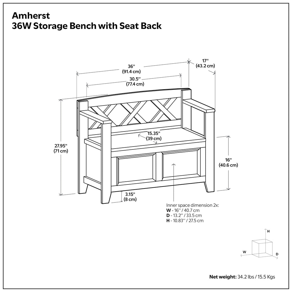 Amherst Small Entryway Storage Bench