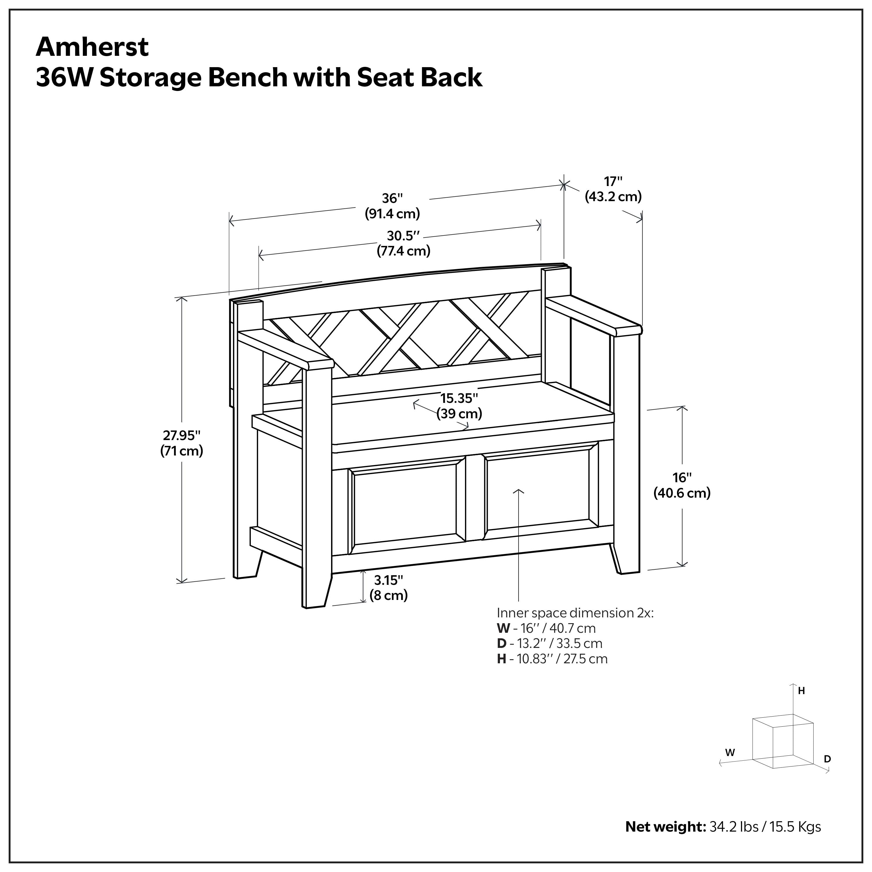 Amherst Small Entryway Storage Bench