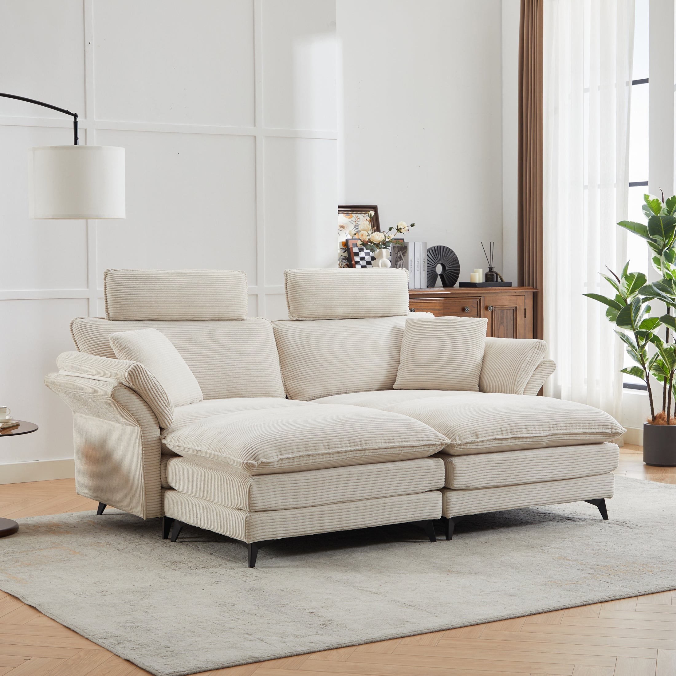 Modern Corduroy Upholstered Sectional Sofa