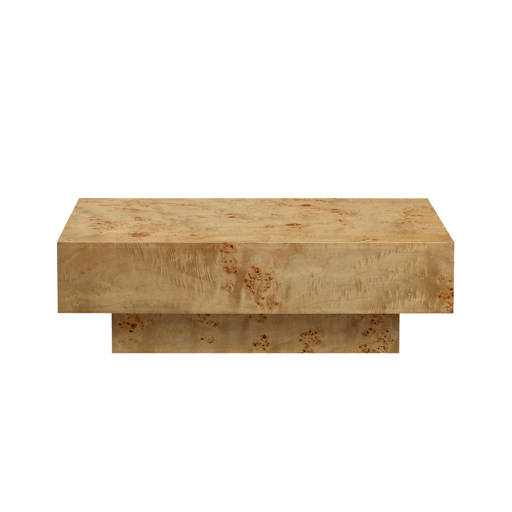 43.31 Inch Burl Wood Veneer Coffee Table