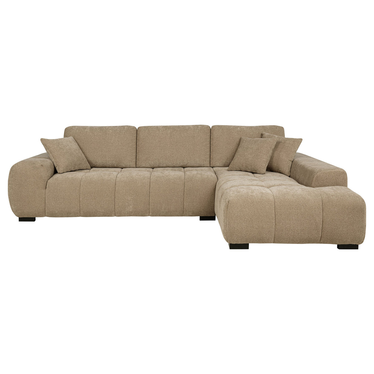 Plather Camel Upholstered Sectional Chaise Sofa