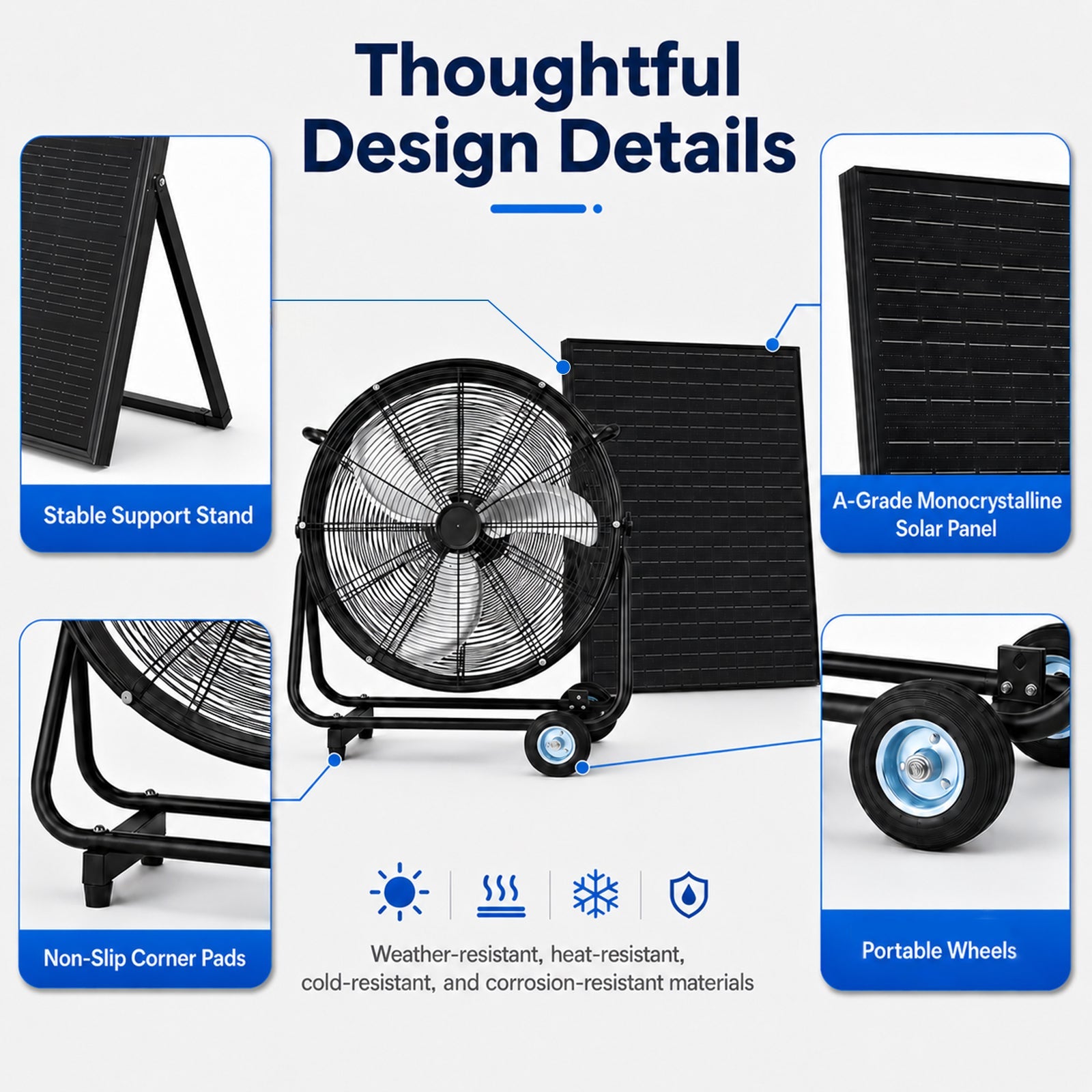 24 Inch Solar Floor-Standing Fan