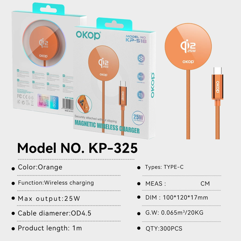KP-325 Best-Selling 25W High-Power Magnetic Wireless Fast Charger Qi2 Compatible Low-Temperature Ultra-Slim Design For IPhon