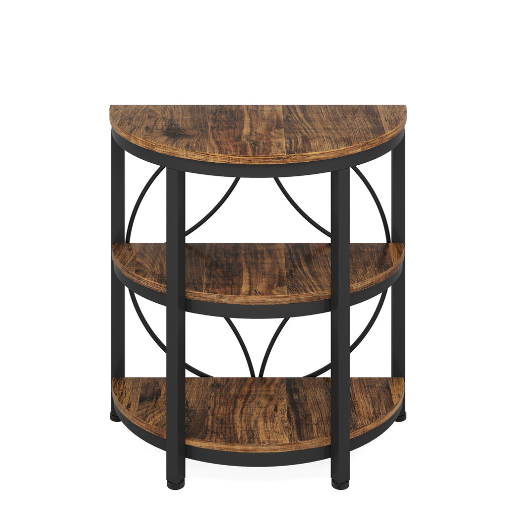 23.62” Industrial 3-Tier Half Moon End Table