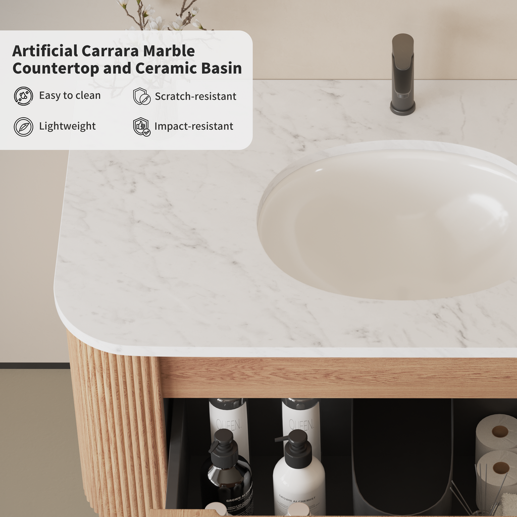 Arcora 36 Inch Wall Mounted Bathroom Vanity