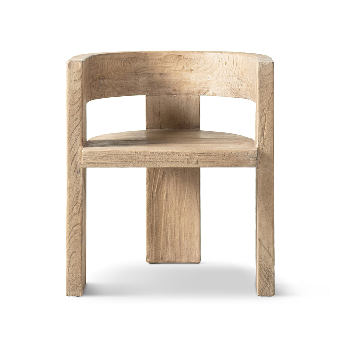 Soren Solid Reclaimed Elm Sculptural Accent Curved Dining Chair