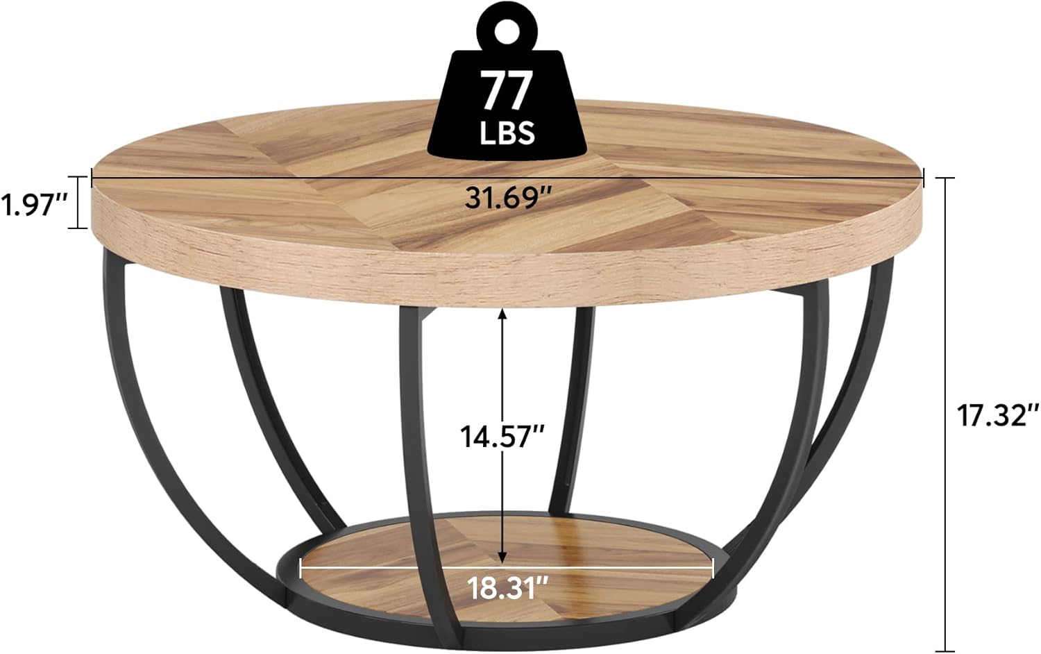 Round Coffee Table, 31.7"