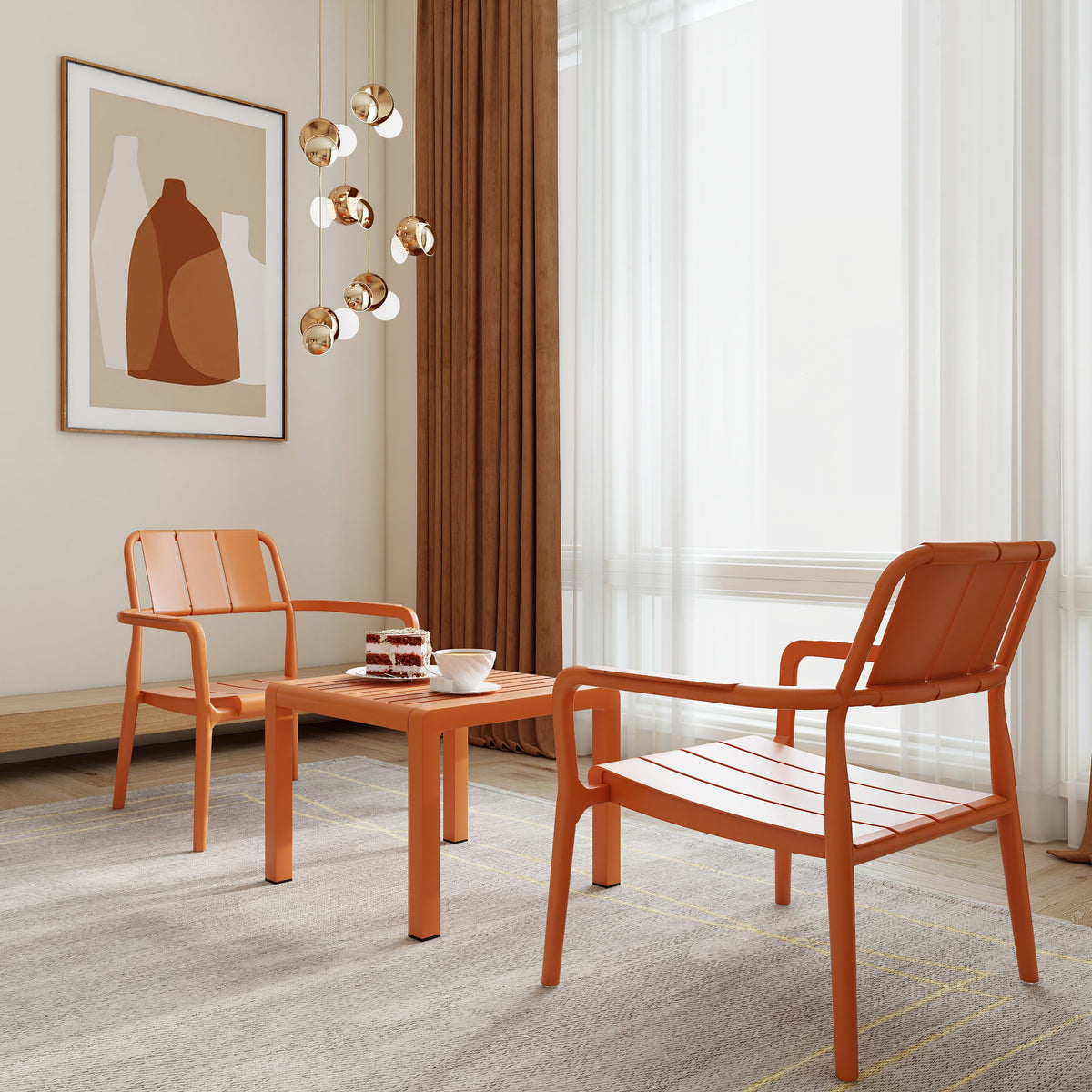 Summer 2-Piece PP Single-Seater Chairs + Coffee Table Set