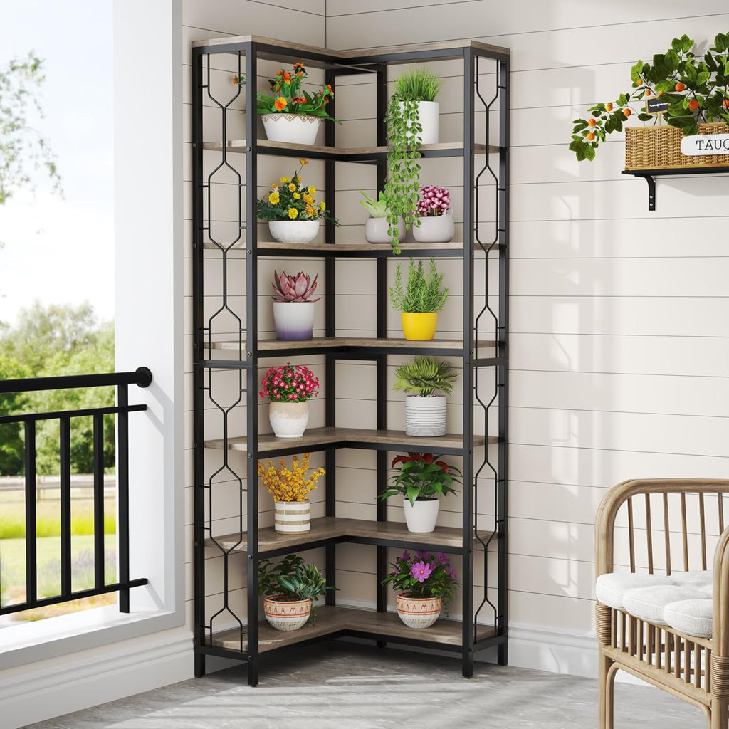 78.74" Tall 7-Tier Industrial Bookshelf