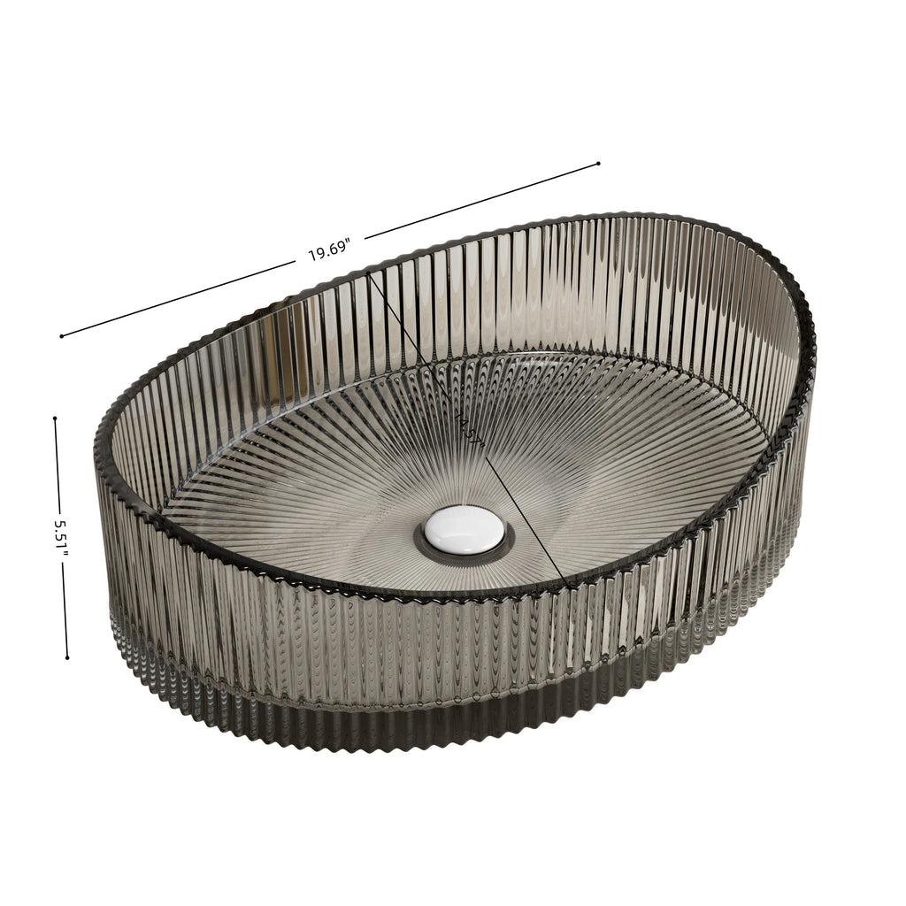 Lina 20'' Bathroom Yuanbao Shape Crystal Glass Sink without Faucet