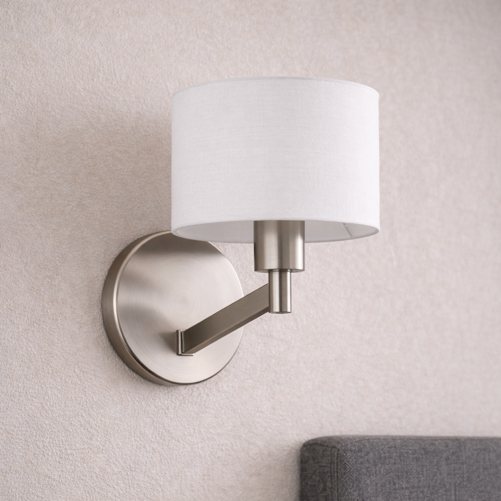 Nebula Brushed Nickel Base Wall Lamp with Rotary Switch
