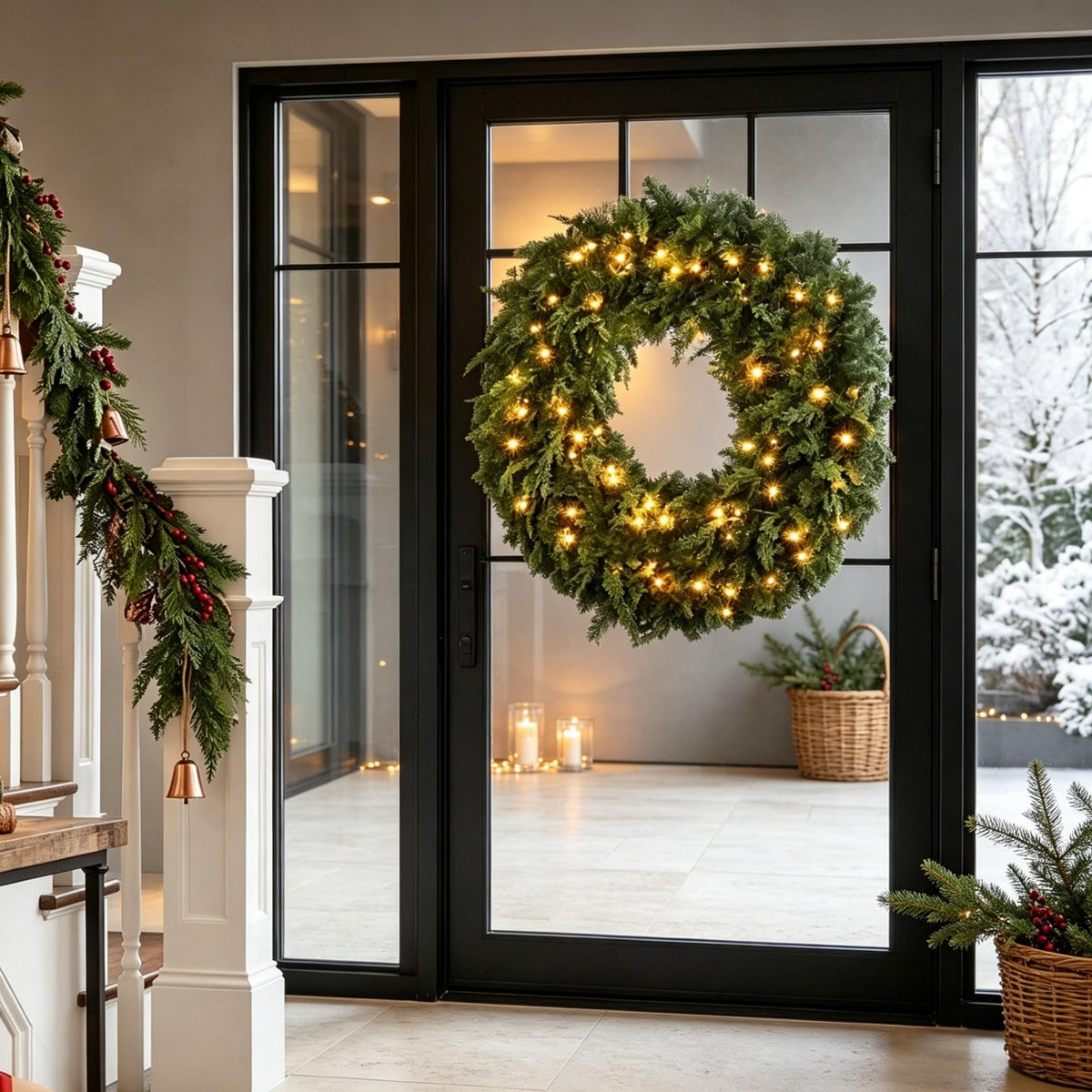 36-Inch Pre-Lit Crestwood Spruce Artificial Christmas Wreath