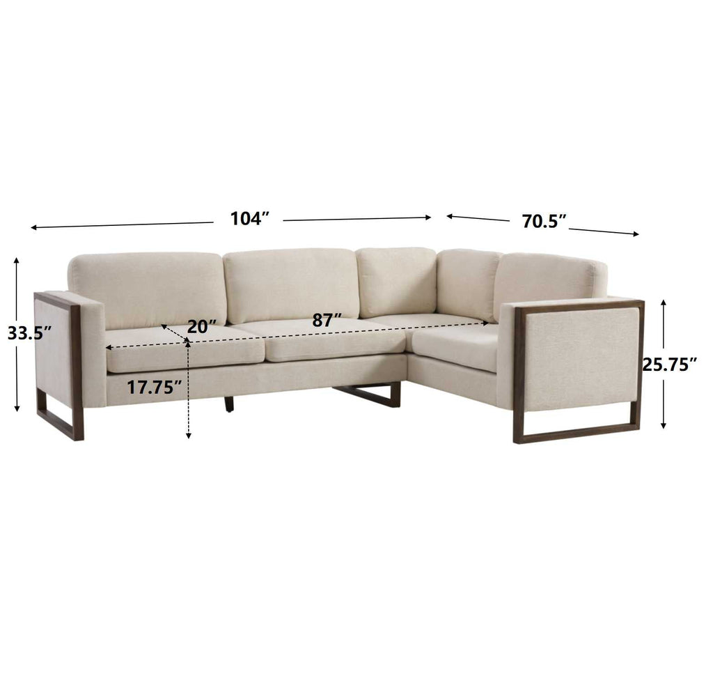 Otis 104 in. Square Arm 2-piece L Shaped Sectional Chenille Sofa