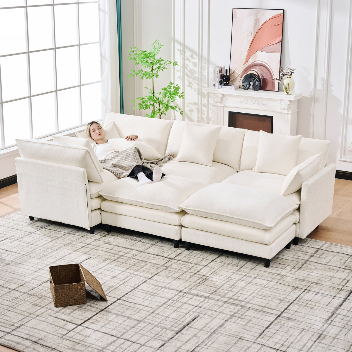 140.9-Inch U-Shaped Modular Sectional Sofa