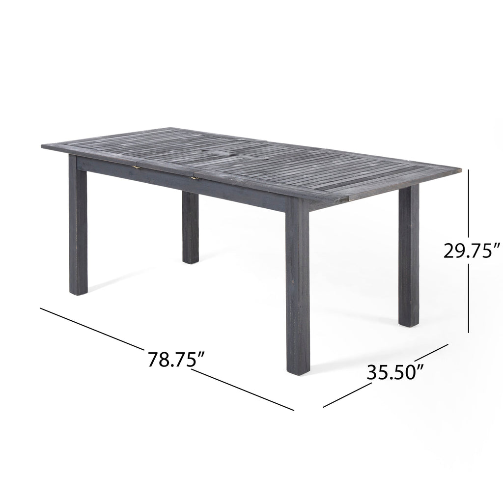 Outdoor Expandable Acacia Wood Dining Table, Dark