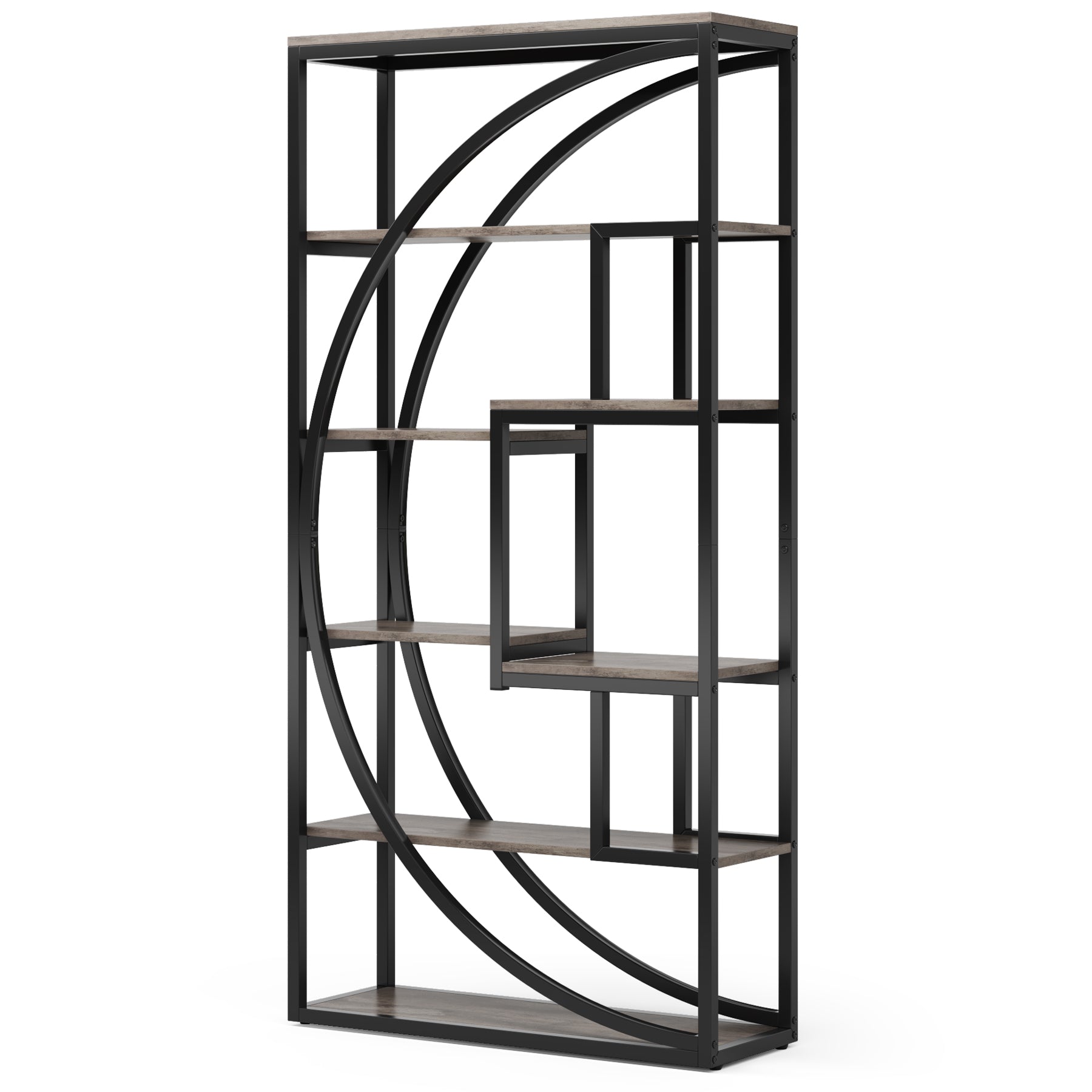 70.47" Height Industrial 5-Tier Vintage Etagere Bookcase