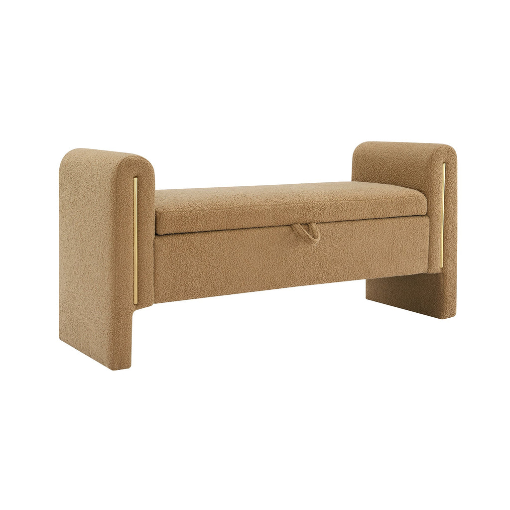 Modern Teddy Bed End Bench with Arms and Storage