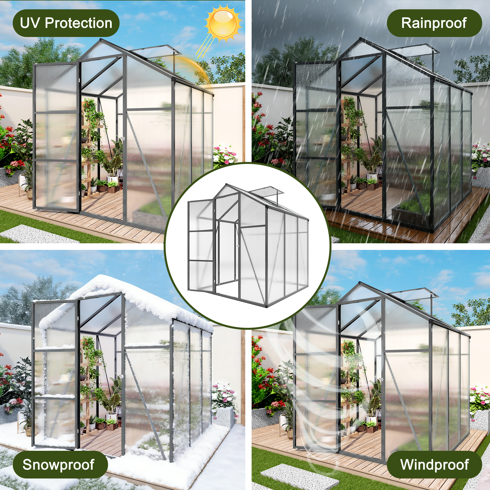 6x6FT Walk-in Outdoor Greenhouse
