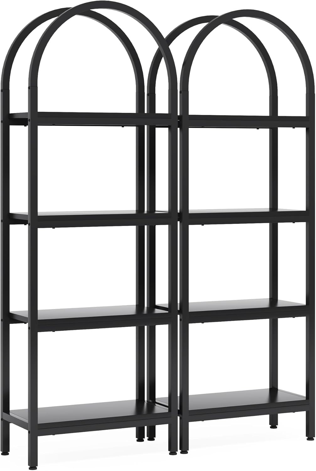 70.86" Tall 4-Tier Black Industrial Bookshelf