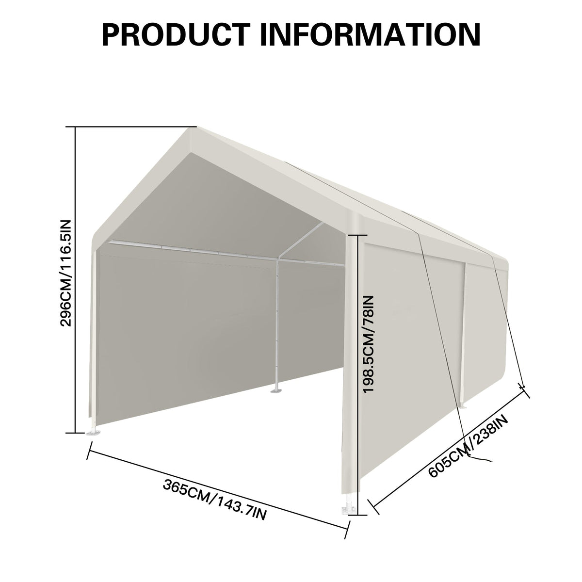 12x20 Heavy Duty Portable Carport Garage Tent