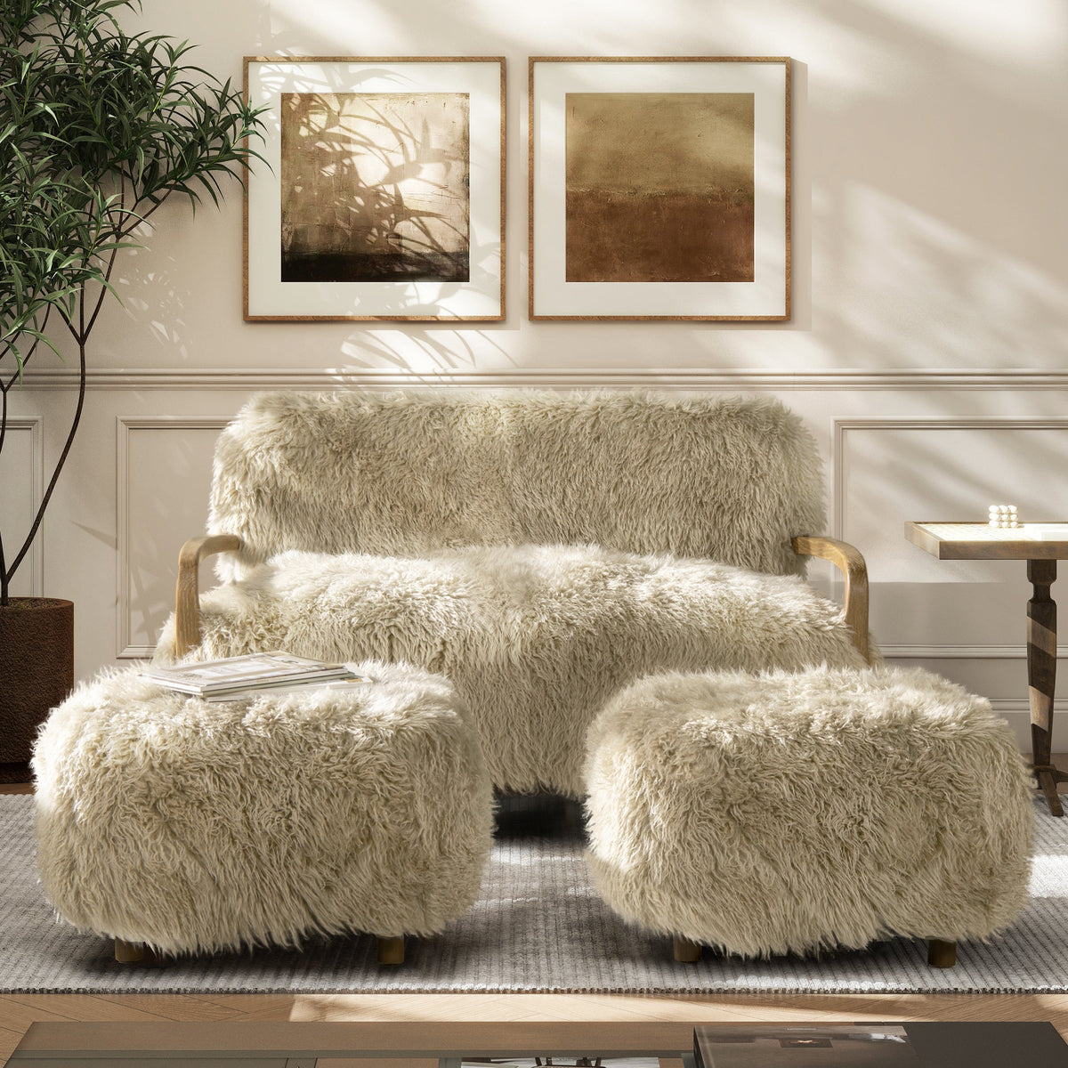 Enchante 52.5" New Zealand Sheepskin Accent Loveseat